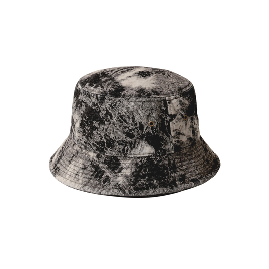 Hats: Bucket Hats - Bleached Tie Dye Denim Bucket Hat - Black