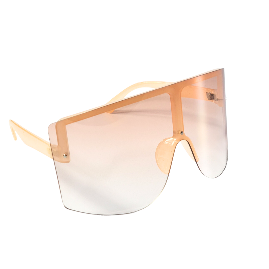 Sunglasses: Natasha - Shield Sunglasses - Peach Frame/Peach Tea