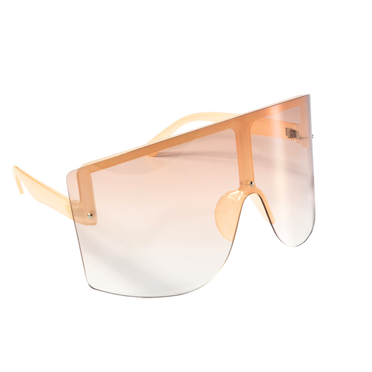 Sunglasses: Natasha - Shield Sunglasses - Peach Frame/Peach Tea