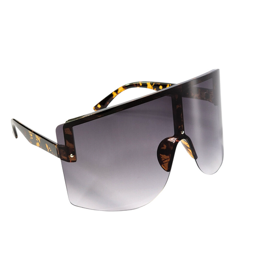 Sunglasses: Natasha - Shield Sunglasses - Tortoise Frame/Black