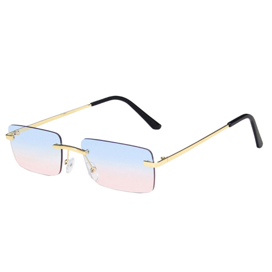 Sunglasses: Rita - Rimless Rectangle - Blue/Pink