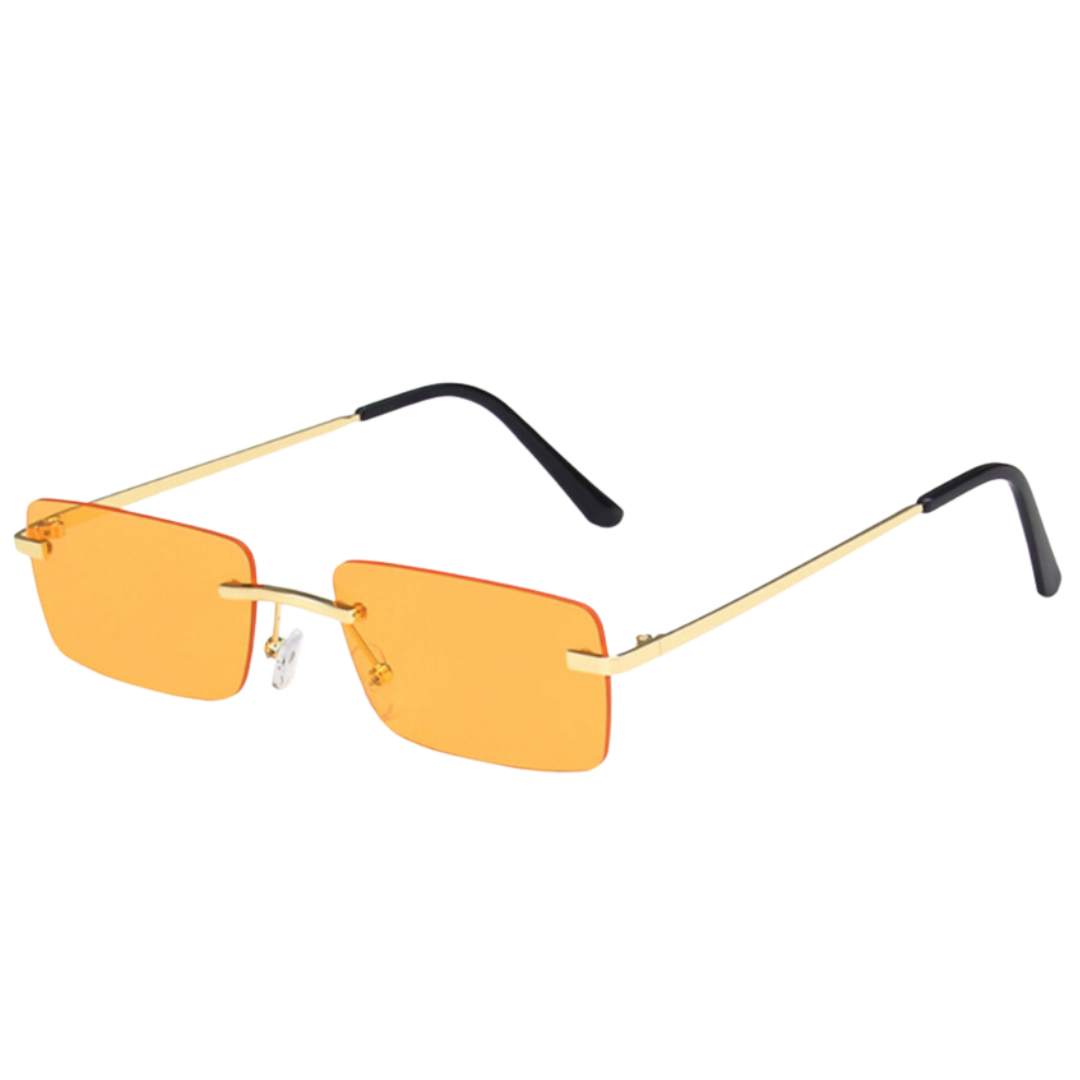 Sunglasses: Rita - Petite Rimless Rectangle - Orange