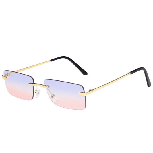 Sunglasses: Rita - Petite Rimless Rectangle - Purple/Pink