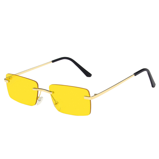 Sunglasses: Rita - Petite Rimless Rectangle - Yellow