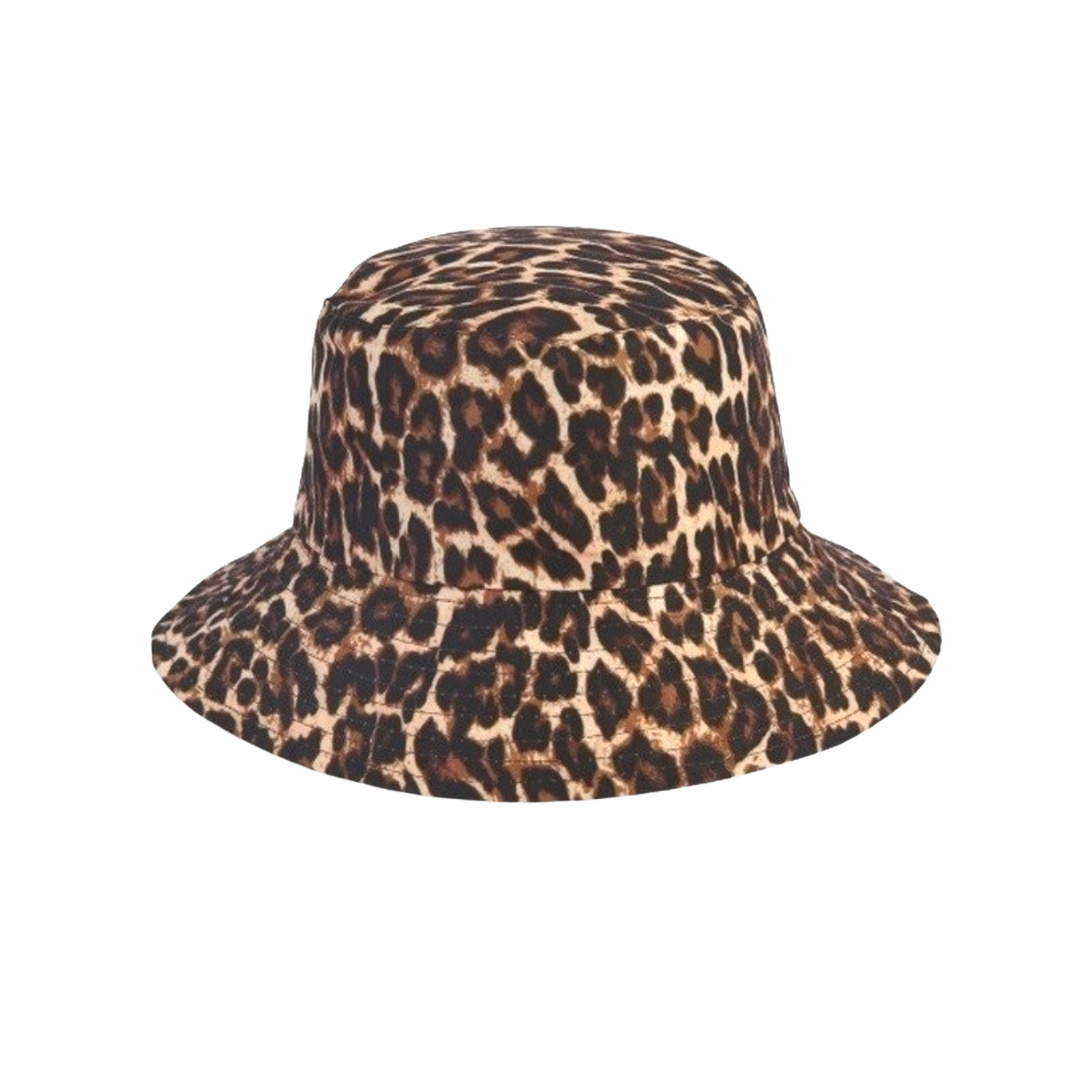 Hats: Bucket Hats - Leopard/Khaki (Reversible)