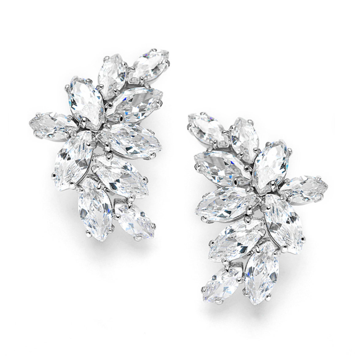 Earrings - Clusters: Crystal Cluster Omega Clasp - Silver